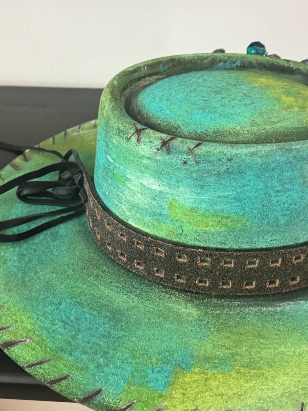 Art by Amy Labbe custom hat with crystal embellishments - Picture 3 of 4